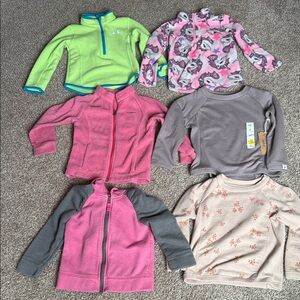 Columbia Girls Green Fleece Pullover with Blue Trim